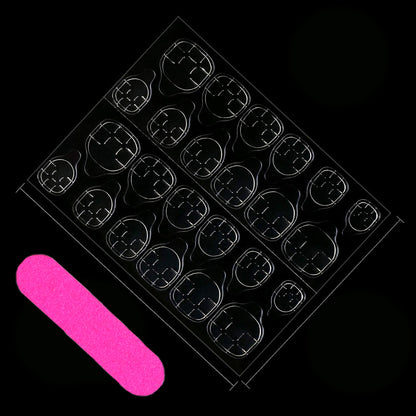 French Press On Nails: Minimalist Nails Set: 24 PCs + Jelly & File