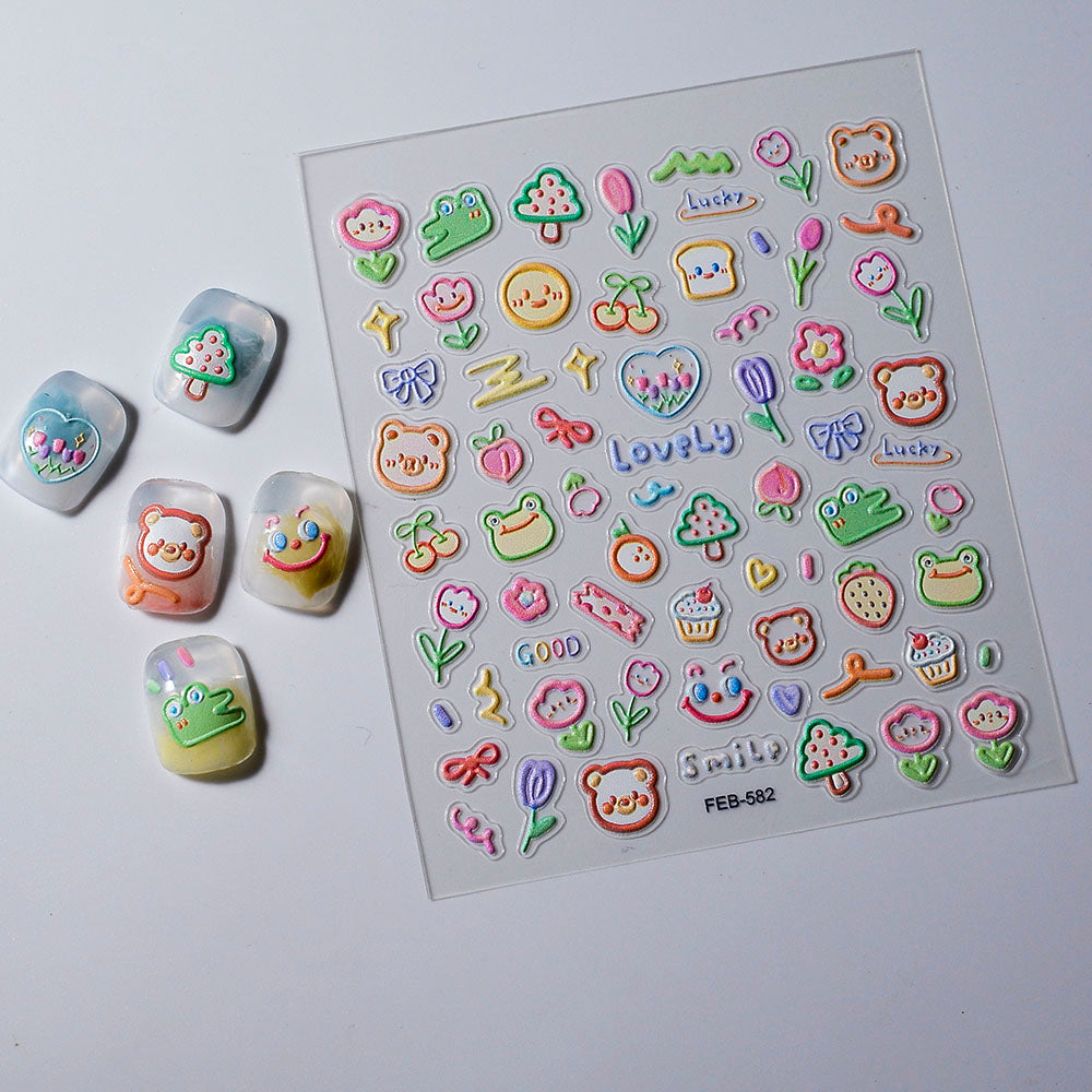 5D Flower Rose Nail Art Stickers - Cherry Blossom & Fruit Art