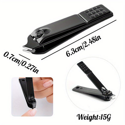 Black Stainless Steel Nail Clipper Set with Nano Glass File