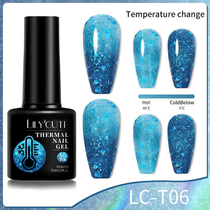 LILYCUTE 7ml Thermal Gel Nail Polish 3 Layers Temperature Color Changing Gel Polish Semi Permanent UV Gel For Nail Art Manicure
