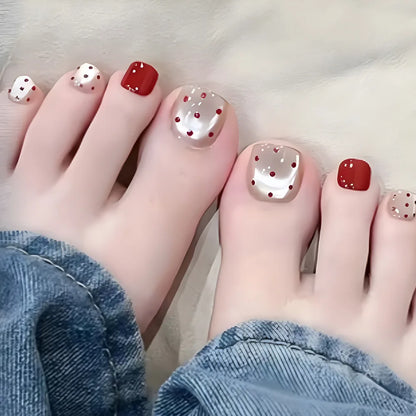 Light Pink Cat's Eye Press On Toenails - 24pcs Korean Style
