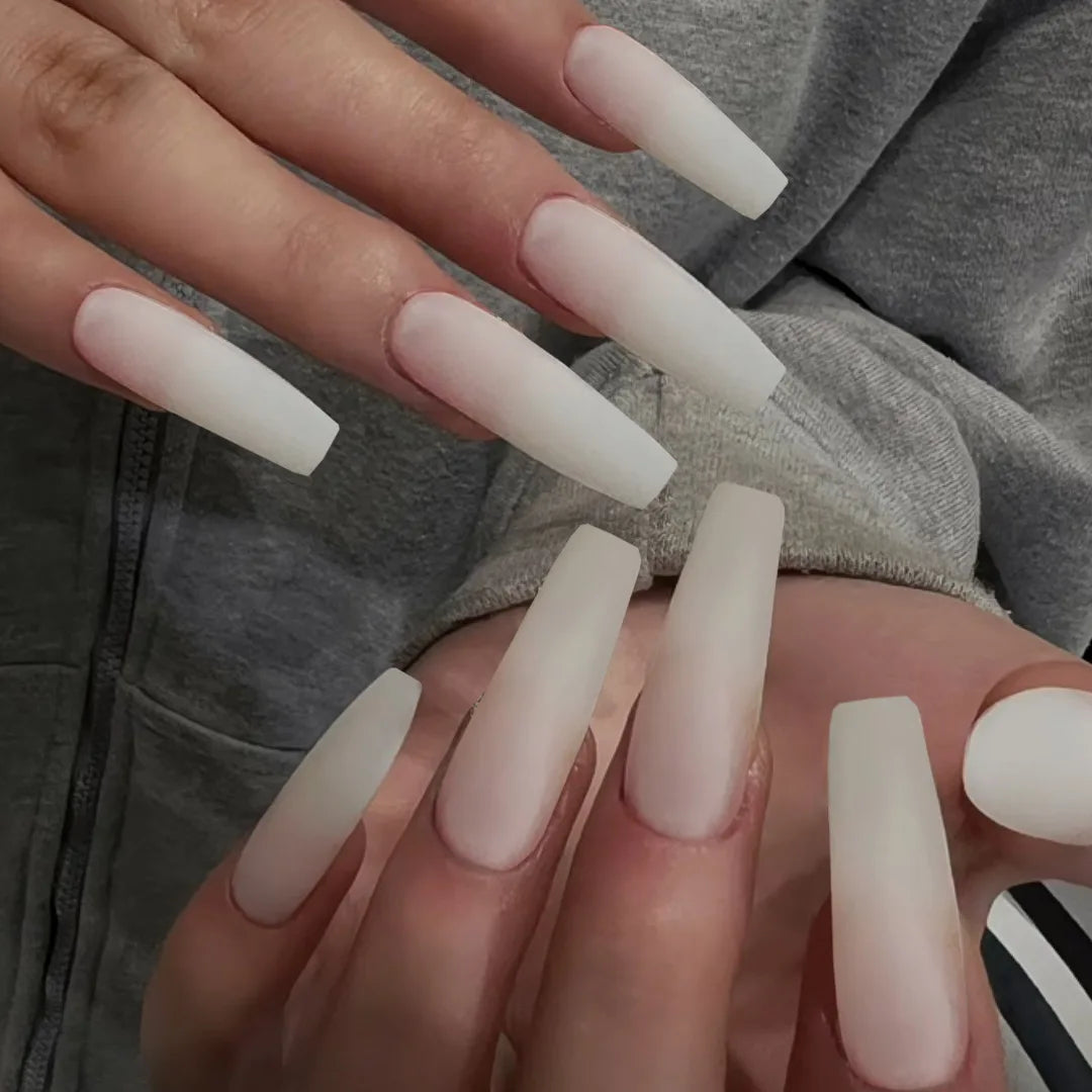 Press On Nails: Almond Black Matte Press-On Nails - 24Pcs DIY Manicure Set