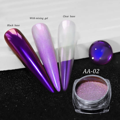 Glittering Nails: Laser Nail Glitter Holographic Powder - Aurora Mirror Dust