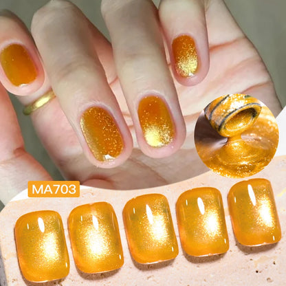 MEET ACROSS Guava & Grape Color Cat Magnetic Gel Green Glass Bead Cat Eye Gel Soak Off UV Gel Nail Art Varnish Salon Home DIY