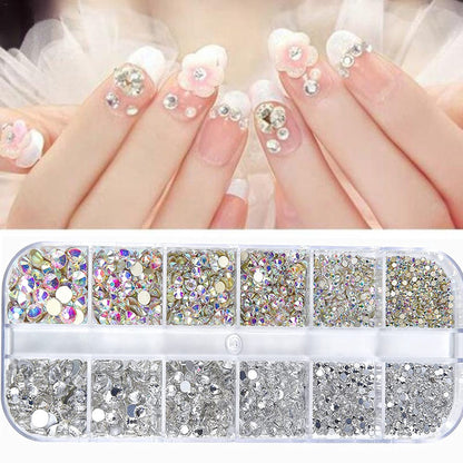 Nail Gems Kit 2400pcs: Sparkling Rhinestones with Organizer