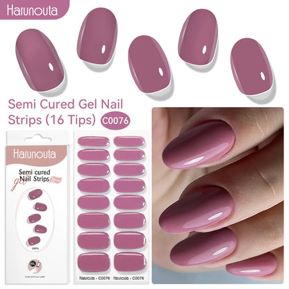 Gel Nail Polish Strips Red Series - 16 Semi-Cured Glitter Wraps