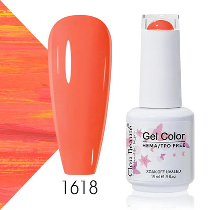 Clou Beaute 15ml Summer Bright Hot Pink Orange HEMA TPO FREE Nail Gel Polish Vernis Semi Permanent Nail Art Pigment Gel Varnish