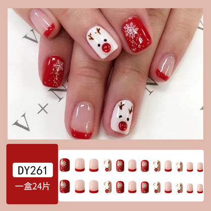 24pcs French Lemon Full Cover Artificial Fake Nails Art Seamless Removable Coffin False Nails With Glue Girls Press On Nail Tips