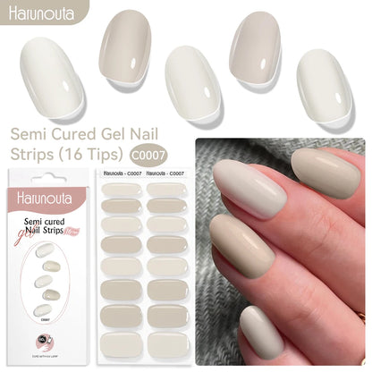 Gel Nail Polish Strips Red Series - 16 Semi-Cured Glitter Wraps