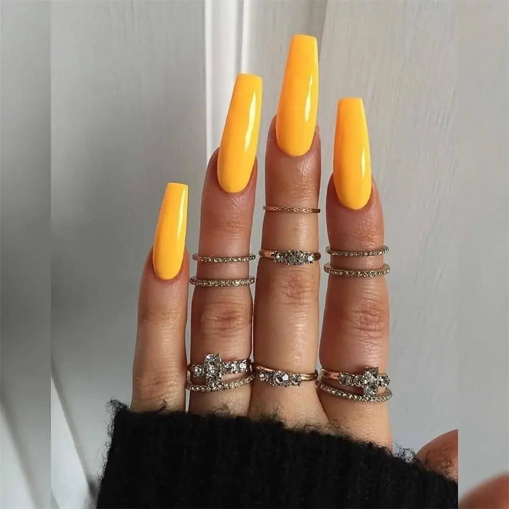 Nail Extension: Coffin Ballerina False Nails Set - 24Pcs Full Cover Tips