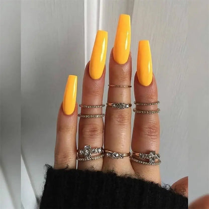 Nail Extension: Coffin Ballerina False Nails Set - 24Pcs Full Cover Tips