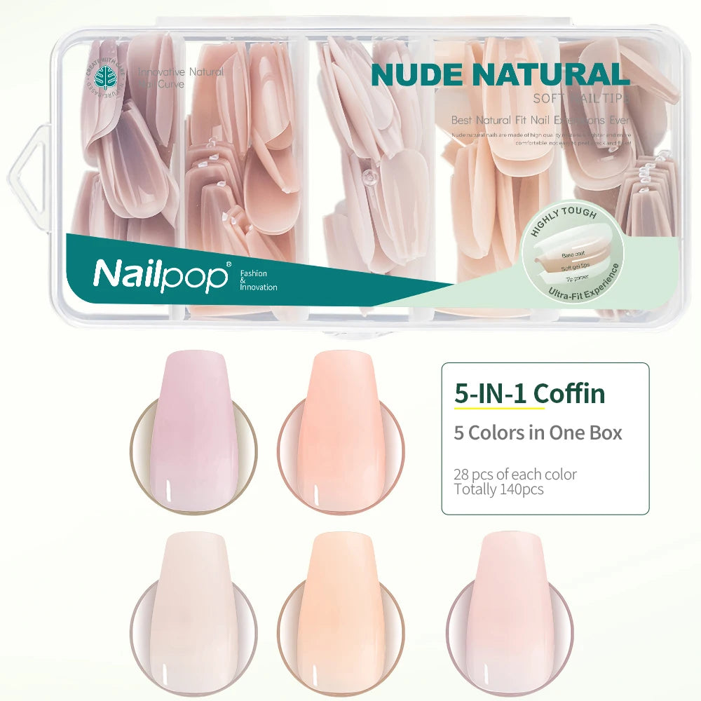 Press On Nails: Nailpop Ultra Fit Extra Short/Medium Nude Gel