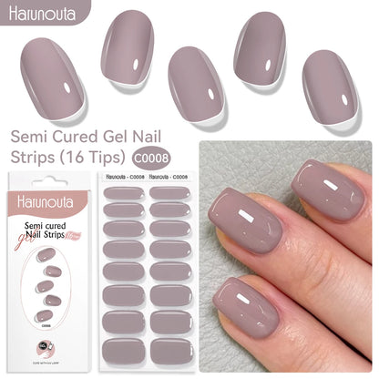 Gel Nail Polish Strips Red Series - 16 Semi-Cured Glitter Wraps