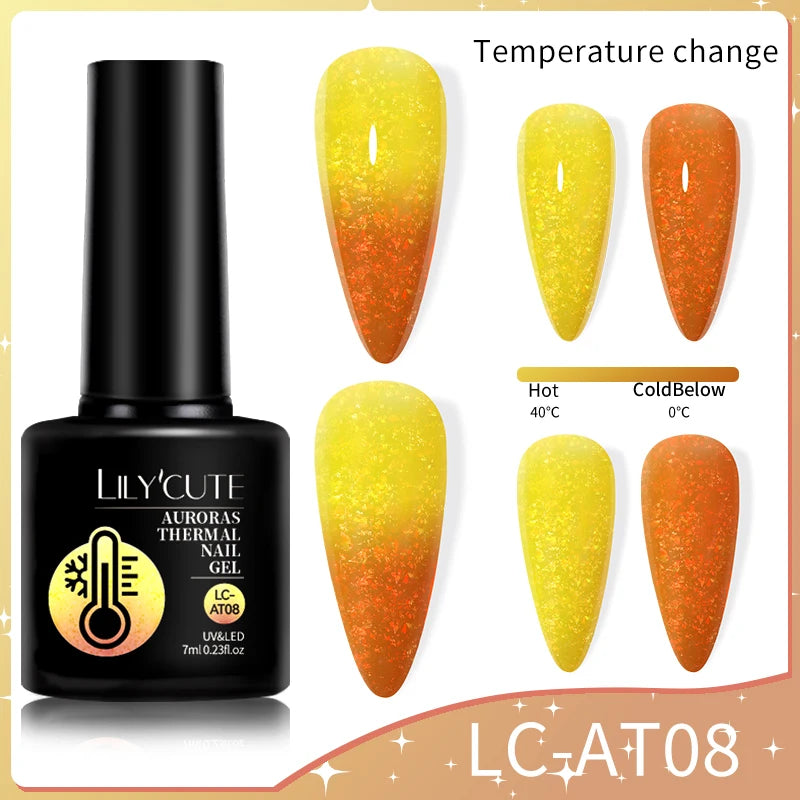 LILYCUTE 7ml Thermal Gel Nail Polish 3 Layers Temperature Color Changing Gel Polish Semi Permanent UV Gel For Nail Art Manicure