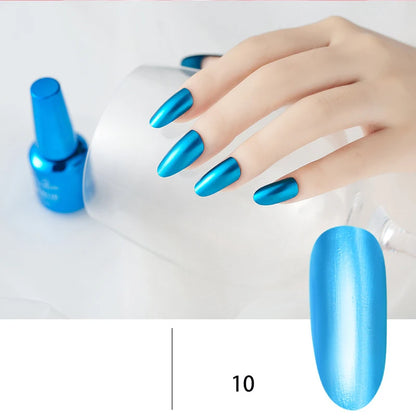 Gel Nail: 12 Colors Mirror Polish - Long-lasting Metallic Nail Gel
