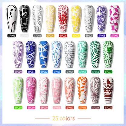 Nail Stamping Polish Set - 25 Colors, Peel Off Latex