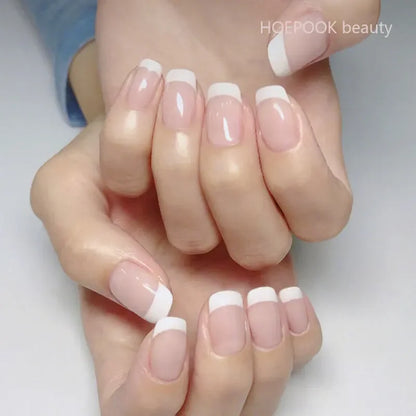 24pcs French Lemon Full Cover Artificial Fake Nails Art Seamless Removable Coffin False Nails With Glue Girls Press On Nail Tips
