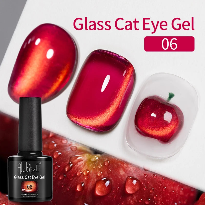 AWStorG 6 Colors Glass Cat Magnetic Gel Nail Polish 7.5ml Full Coverage Varnish Semi Permanent Super Gorgeous Nails Manicure