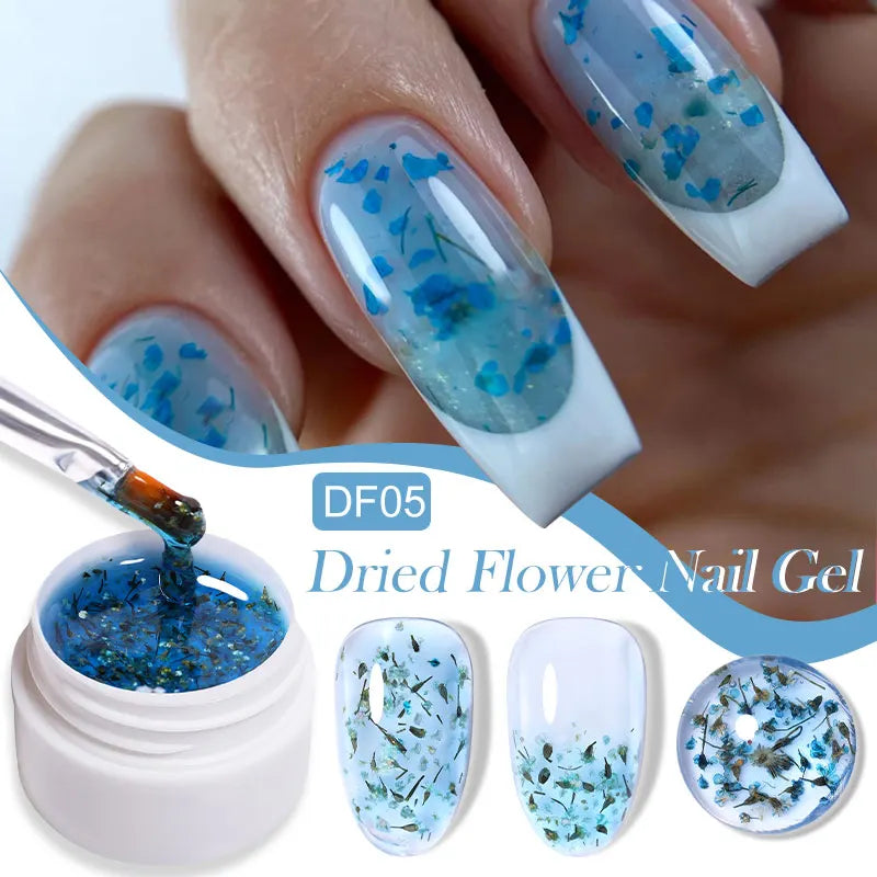 LILYCUTE 8ml Pink Natural Dried Flower Gel Nail Polish Summer Colorful Fairy Series Manicure Painting Soak Off Nail Art UV Gel