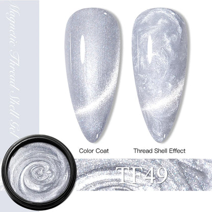 3D Thread Shell Gel Nail Polish - White, Pink, Purple Pearl