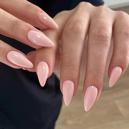 Red Almond Fake Nails - 24PCS Elegant Full Coverage