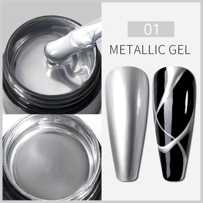 Gel Nail Polish Metallic Liner Gel: Gold & Silver Chrome Nail Polish