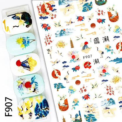 3D Nail Art Decals: Vintage Roses & Butterflies Stickers