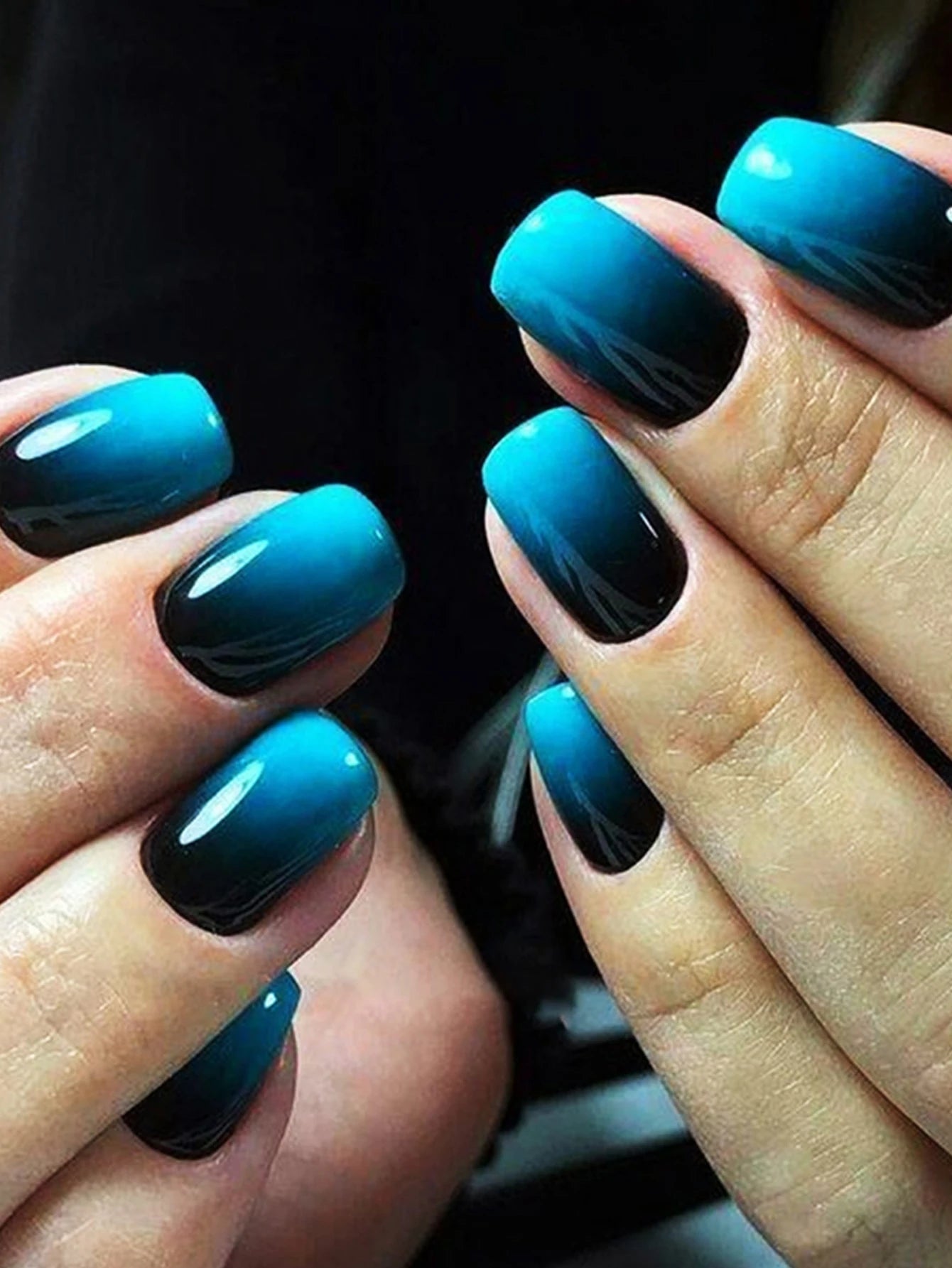 Short Square Fake Nails: Cute Bride Heart French Tips Set