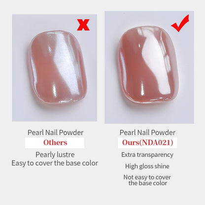 Dip Powder Nails: Bright White Pearl Nail Powder - Mirror Aurora Effect