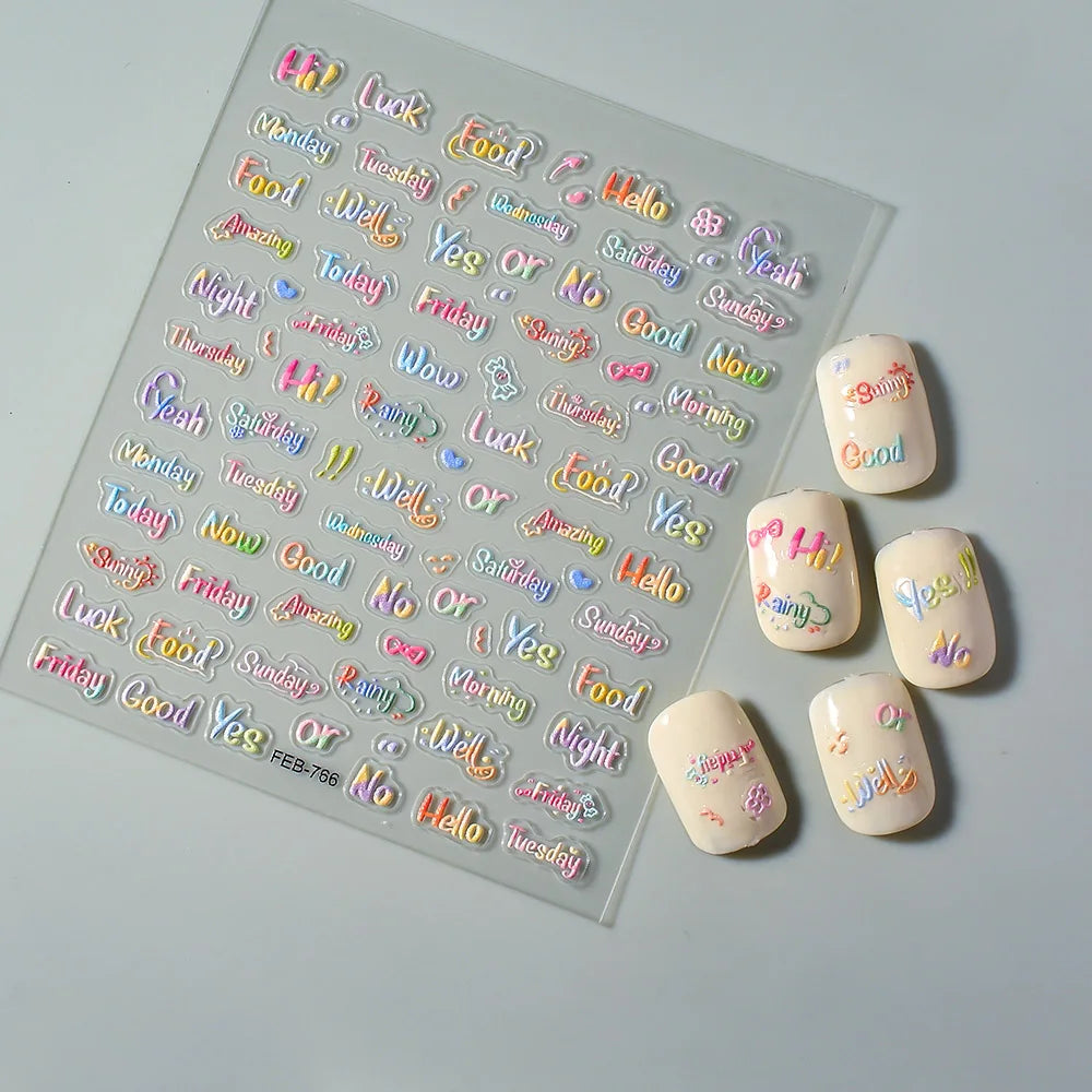 5D Flower Rose Nail Art Stickers - Cherry Blossom & Fruit Art