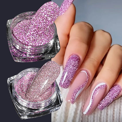 Glittering Nails: Laser Nail Glitter Holographic Powder - Aurora Mirror Dust