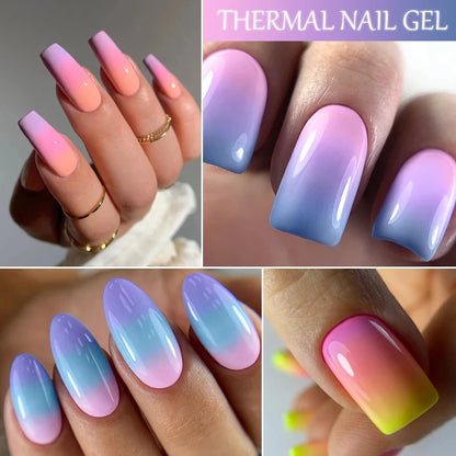 LILYCUTE 7ml Thermal Gel Nail Polish 3 Layers Temperature Color Changing Gel Polish Semi Permanent UV Gel For Nail Art Manicure