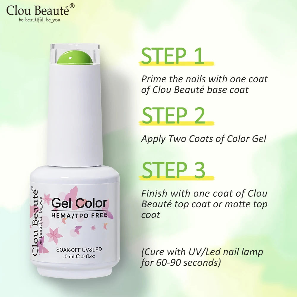 Clou Beaute 15ml Summer Bright Hot Pink Orange HEMA TPO FREE Nail Gel Polish Vernis Semi Permanent Nail Art Pigment Gel Varnish