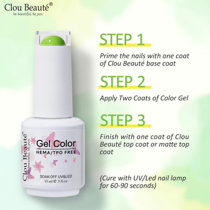 Clou Beaute 15ml Summer Bright Hot Pink Orange HEMA TPO FREE Nail Gel Polish Vernis Semi Permanent Nail Art Pigment Gel Varnish