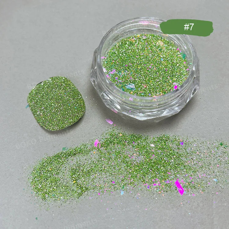 Glittering Nails: Laser Nail Glitter Holographic Powder - Aurora Mirror Dust