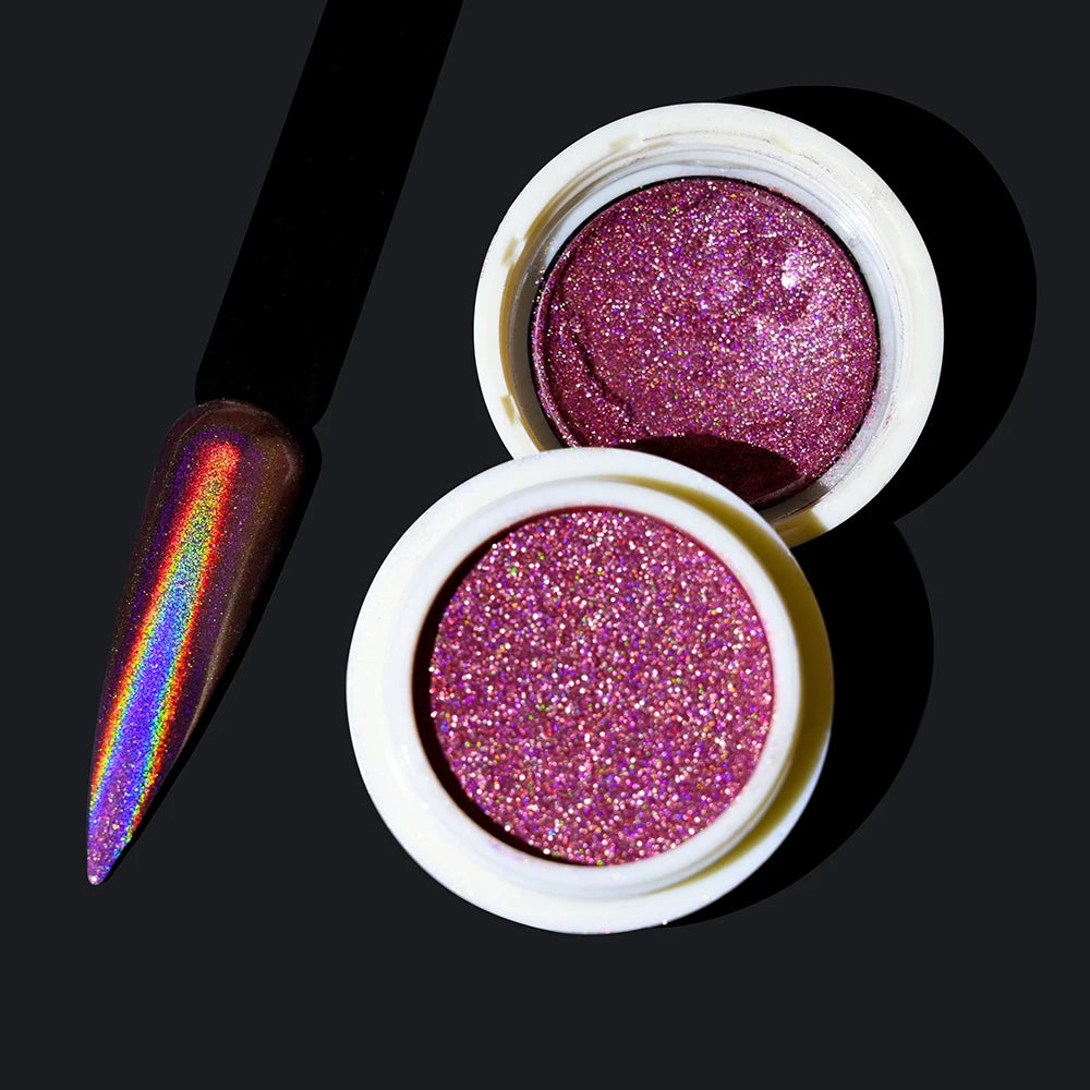 Glittering Nails: Laser Nail Glitter Holographic Powder - Aurora Mirror Dust