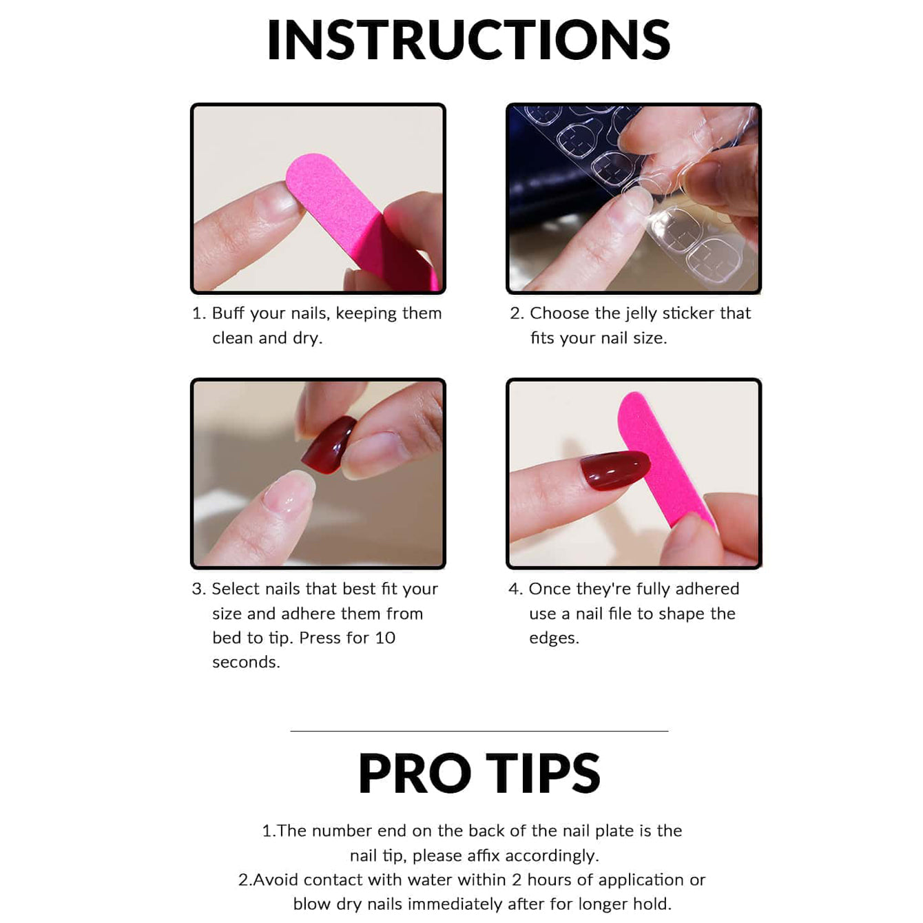 French Press On Nails: Minimalist Nails Set: 24 PCs + Jelly & File