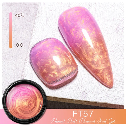 3D Thread Shell Gel Nail Polish - White, Pink, Purple Pearl
