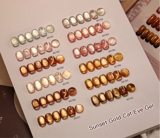 1 1PCS L&M 12 Colors Sunset Gold Cat Eye Gel Nail Polish - 15ML UV/LED Cured Long-Lasting