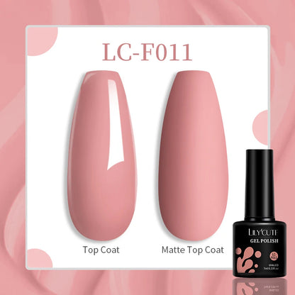 LILYCUTE 8ml Pink Natural Dried Flower Gel Nail Polish Summer Colorful Fairy Series Manicure Painting Soak Off Nail Art UV Gel