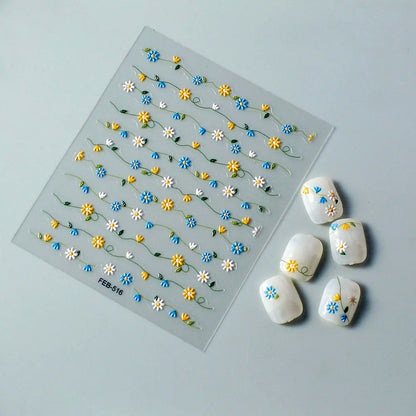 5D Flower Rose Nail Art Stickers - Cherry Blossom & Fruit Art