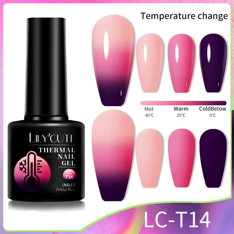 LILYCUTE 7ml Thermal Gel Nail Polish 3 Layers Temperature Color Changing Gel Polish Semi Permanent UV Gel For Nail Art Manicure