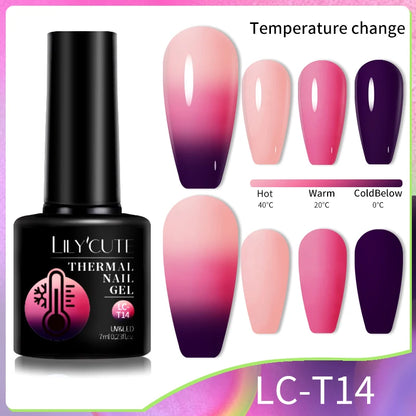 LILYCUTE 7ml Thermal Gel Nail Polish 3 Layers Temperature Color Changing Gel Polish Semi Permanent UV Gel For Nail Art Manicure