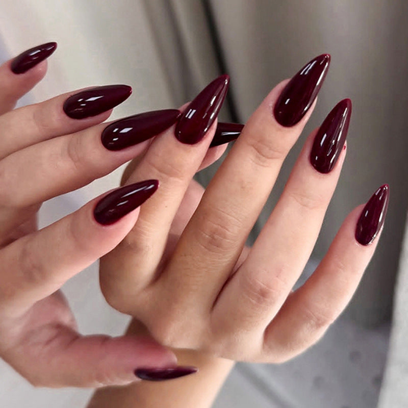 Red Black Gradient Coffin Press-On Nails - 24Pcs