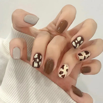 24pcs French Lemon Full Cover Artificial Fake Nails Art Seamless Removable Coffin False Nails With Glue Girls Press On Nail Tips