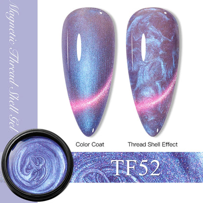 3D Thread Shell Gel Nail Polish - White, Pink, Purple Pearl